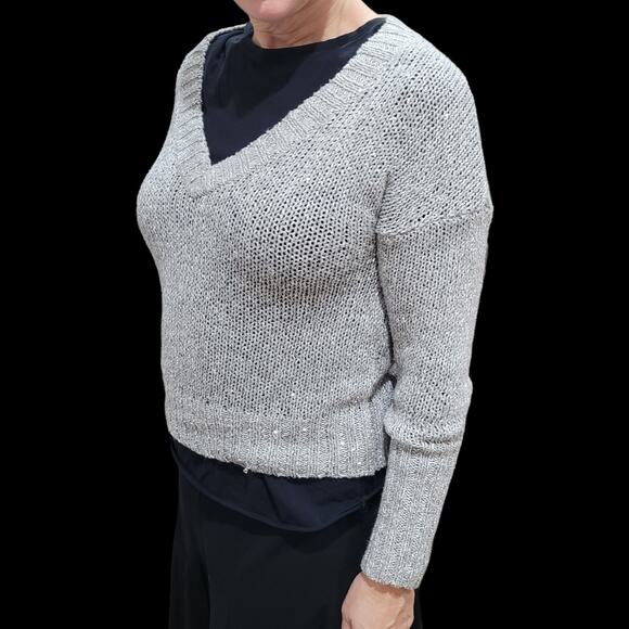 Mudd Women's Sparkle V-Neck Sweater - Size Large Sequin Shimmer Fairycore Whimsy - Picture 7 of 8